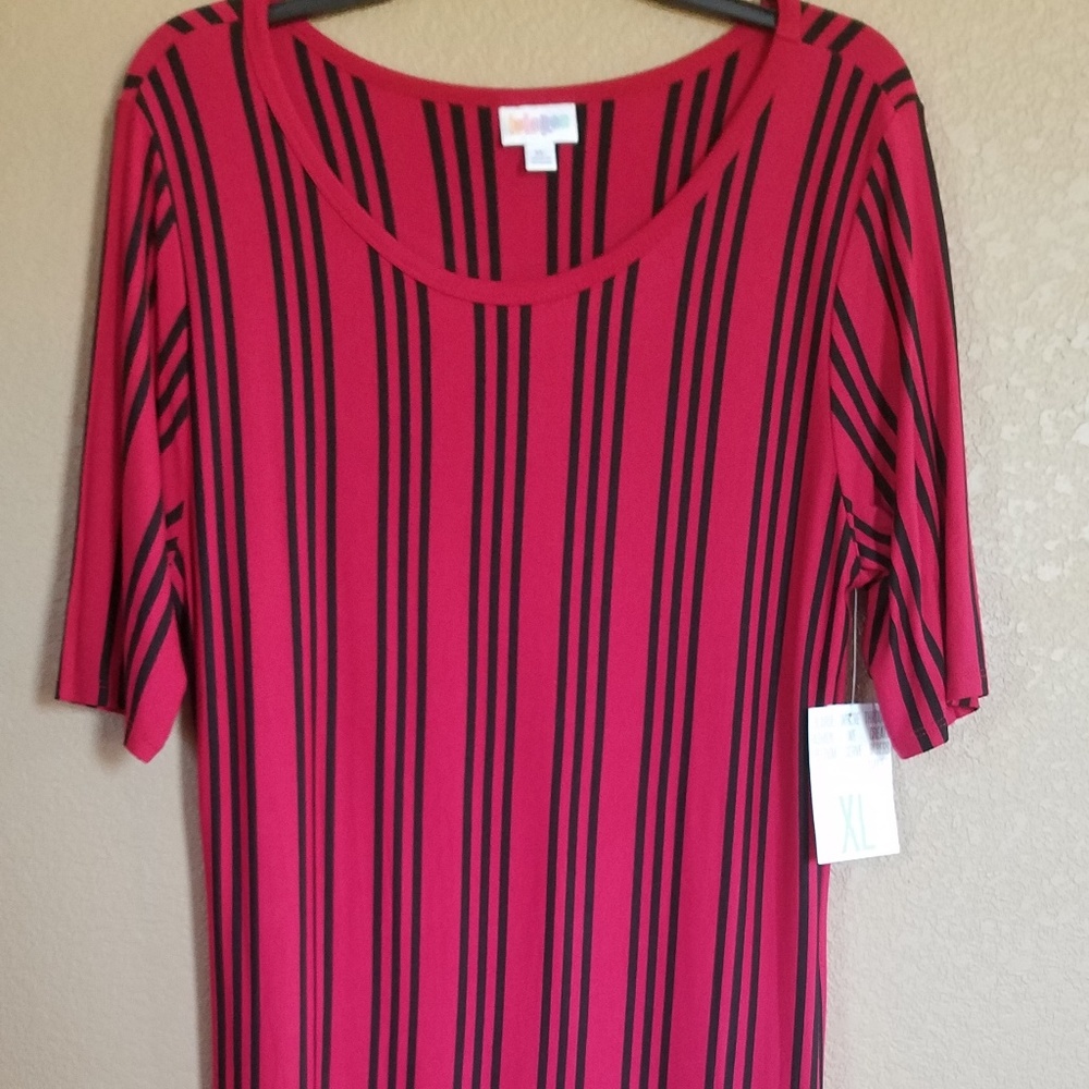Lularoe dress XL Julia red black stripe